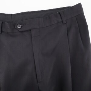Austin Reed London Super 100s Wool Pleated Dress Pants Black Mens 35x28